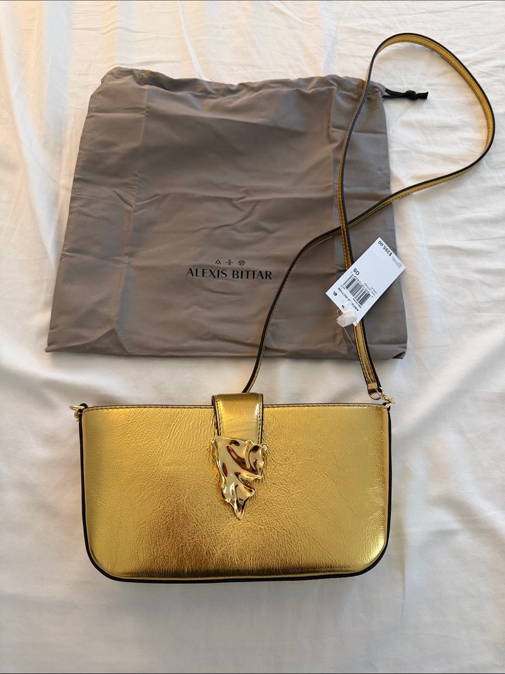 Alexis Bittar The Crumple
Crossbody clutch bag in Gold Leather brand new